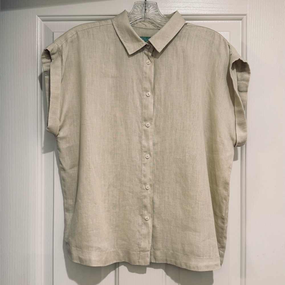 United Colors of Benetton Sleeveless Linen Blouse - Picture 2 of 12
